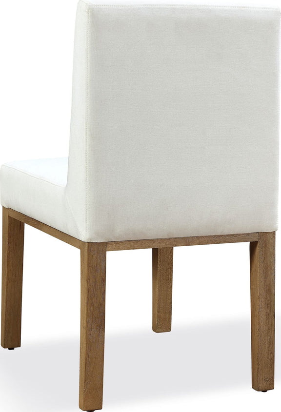 One Modern Coastal Upholstered Dining Side Chair in White Pearl and Bisque