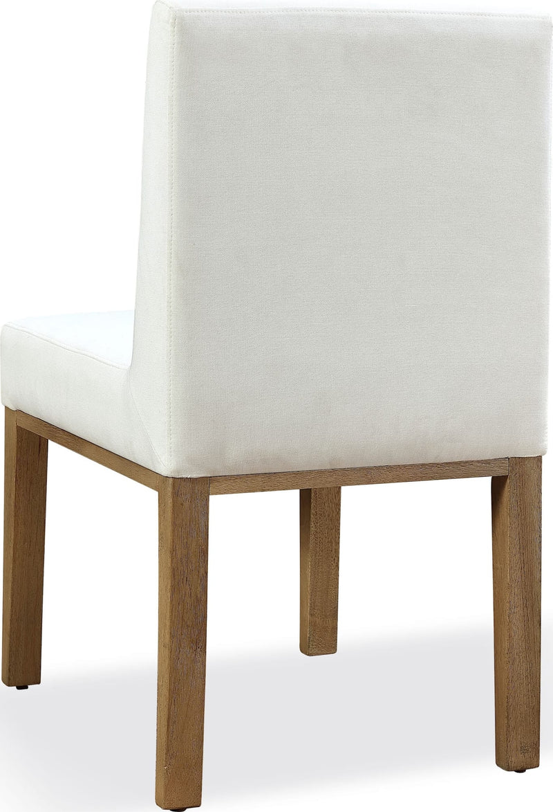 One Modern Coastal Upholstered Dining Side Chair in White Pearl and Bisque