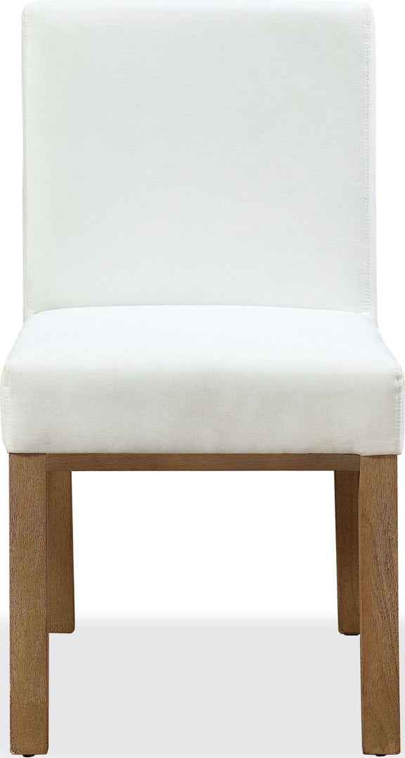 One Modern Coastal Upholstered Dining Side Chair in White Pearl and Bisque