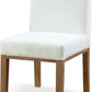 One Modern Coastal Upholstered Dining Side Chair in White Pearl and Bisque