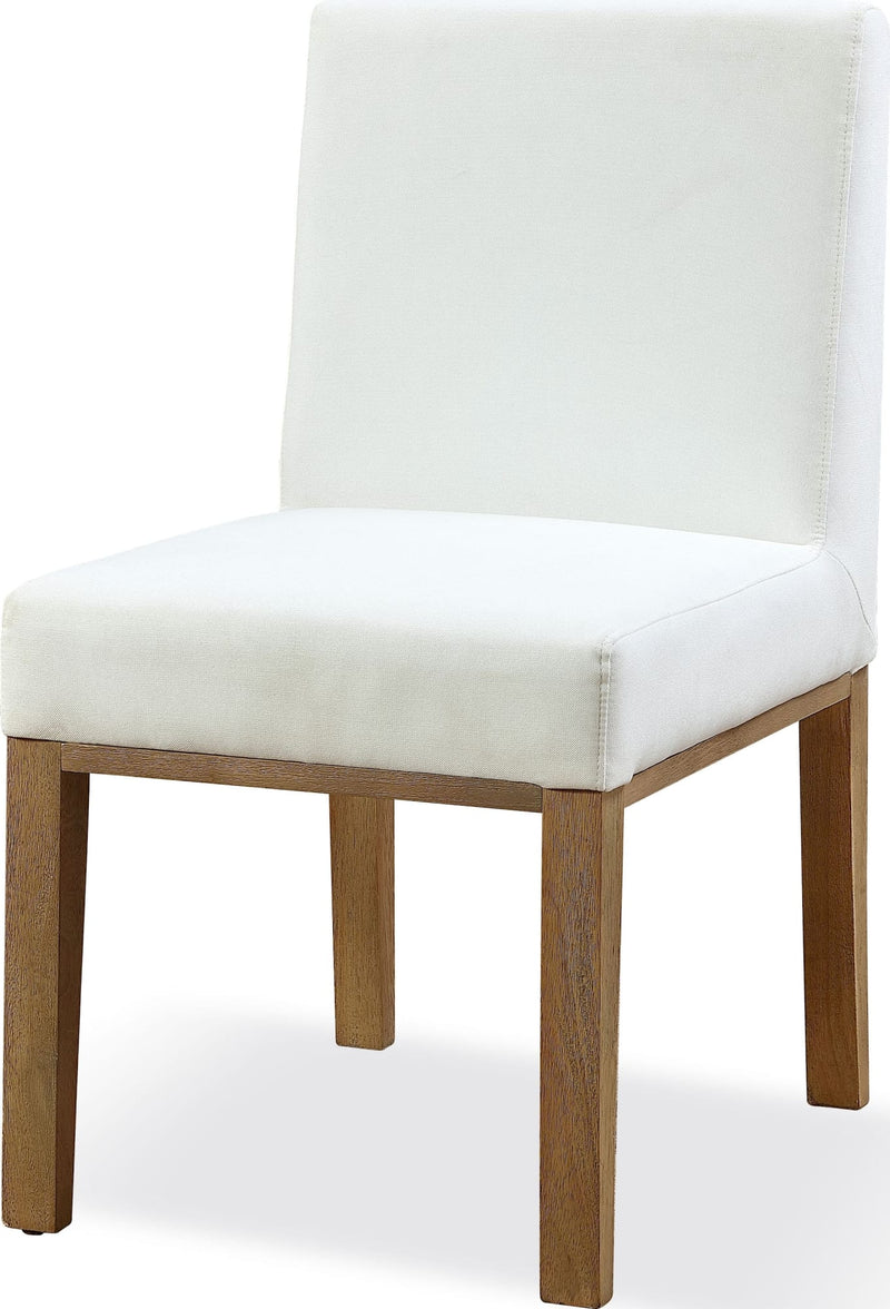 One Modern Coastal Upholstered Dining Side Chair in White Pearl and Bisque