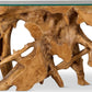 One Solid Teak Root Glass Top Console Table