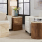 One Stone Wood Tile End Table in Onyx and Solid Teak