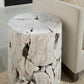 One Teak Slice Round End Table in Bleached Teak