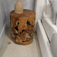 One Teak Slice Round End Table in Warm Teak