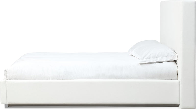 One Full-size Upholstered Footboard Storage Bed in Pearl (2026)