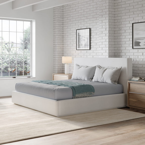 One Full-size Upholstered Platform Bed in Pearl (2026)