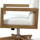 One Wood Frame Home Office Chair in Solid Wood and White Canvas