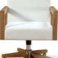 One Wood Frame Home Office Chair in Solid Wood and White Canvas