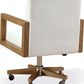 One Wood Frame Home Office Chair in Solid Wood and White Canvas