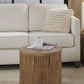 One Wood Tile Round End Table in Solid Teak