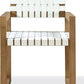 One Woven Leather and Solid Wood Dining Arm Chair in White and Bisque