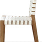One Woven Leather and Solid Wood Dining Side Chair in White and Bisque