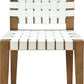 One Woven Leather and Solid Wood Dining Side Chair in White and Bisque