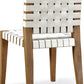 One Woven Leather and Solid Wood Dining Side Chair in White and Bisque