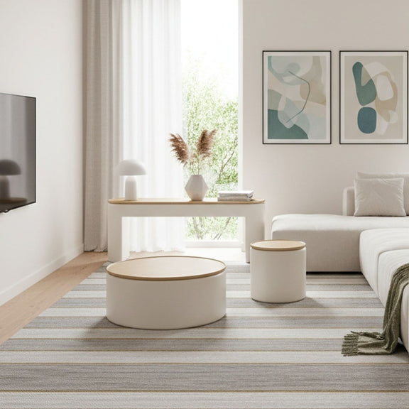Oskar Lift Top Round Coffee Table in Barley
