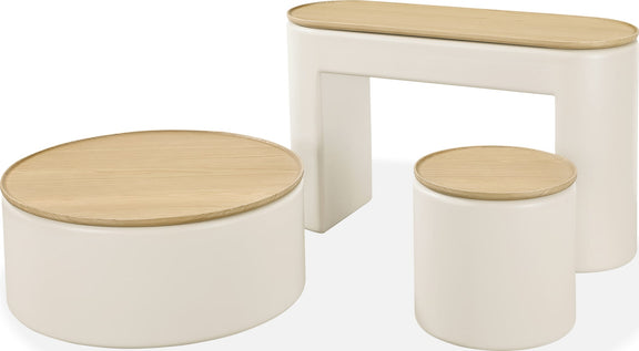 Oskar Lift Top Round End Table in Barley
