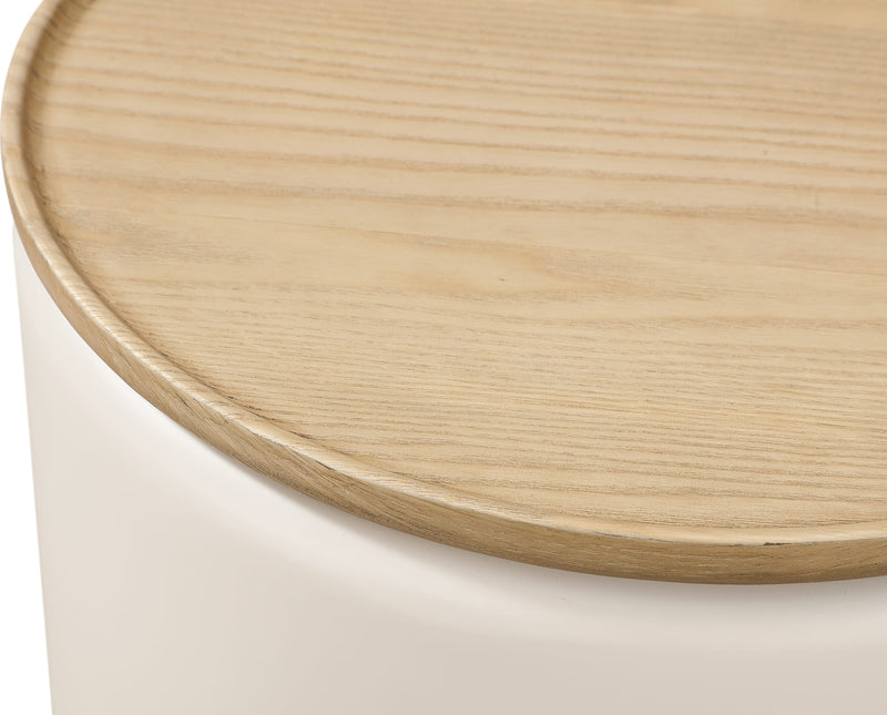 Oskar Lift Top Round End Table in Barley