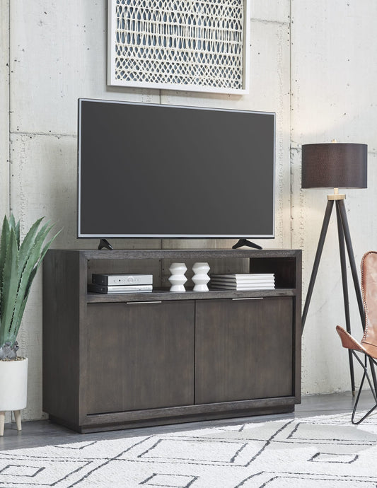 Oxford Solid Wood 54 inch Media Console in Basalt Grey