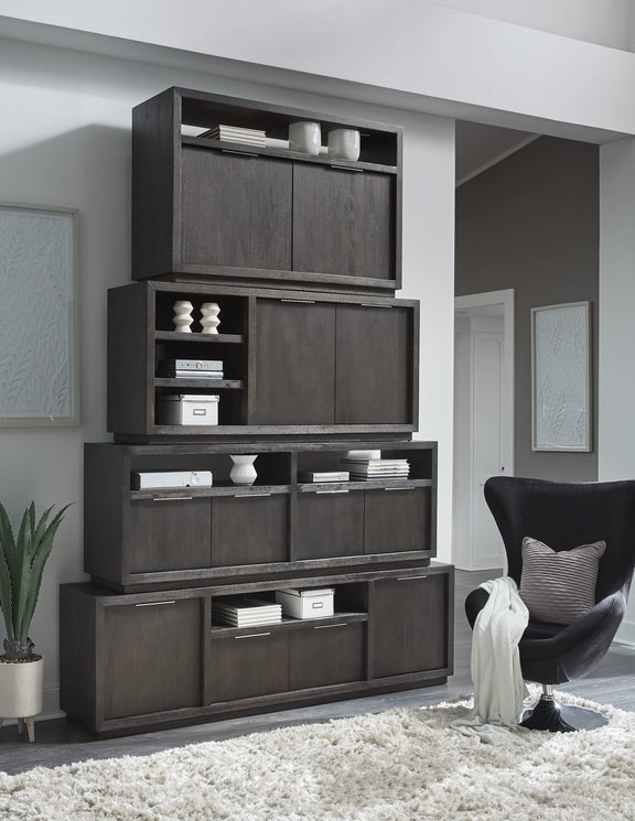 Oxford Solid Wood 54 inch Media Console in Basalt Grey