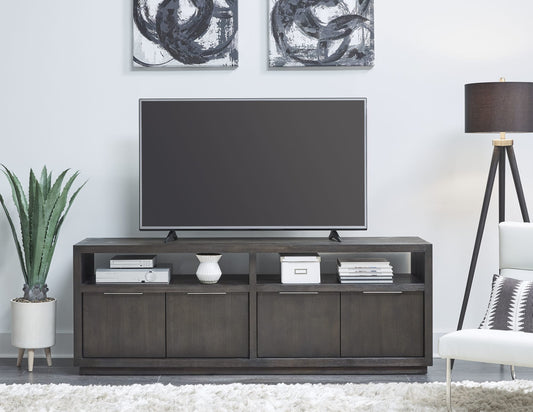 Oxford Solid Wood 74 inch Media Console in Basalt Grey