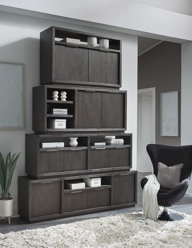 Oxford Solid Wood 74 inch Media Console in Basalt Grey