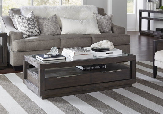 Oxford Two Drawer Rectangular Coffee Table in Basalt Grey