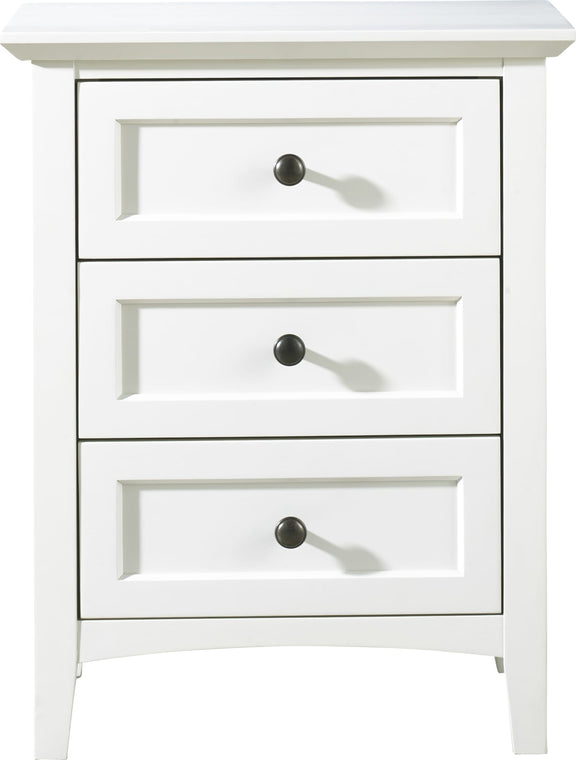 Paragon Three Drawer Nightstand in White