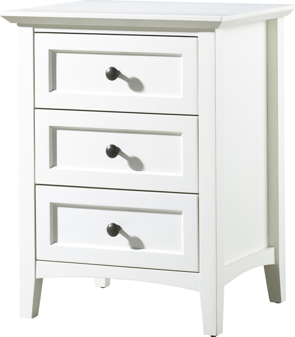 Paragon Three Drawer Nightstand in White