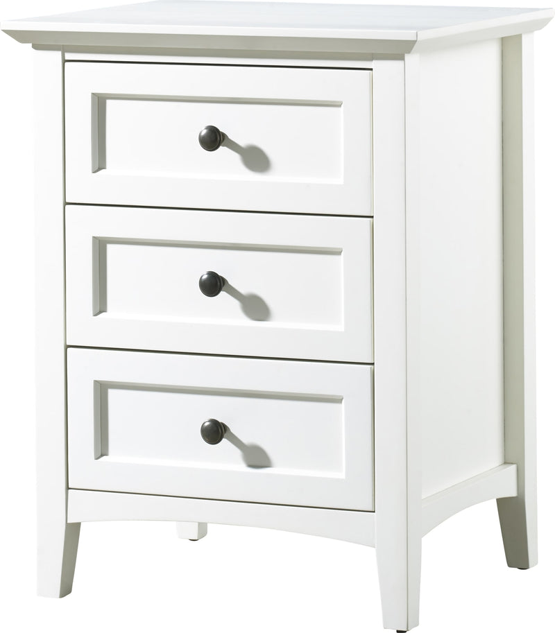 Paragon Three Drawer Nightstand in White