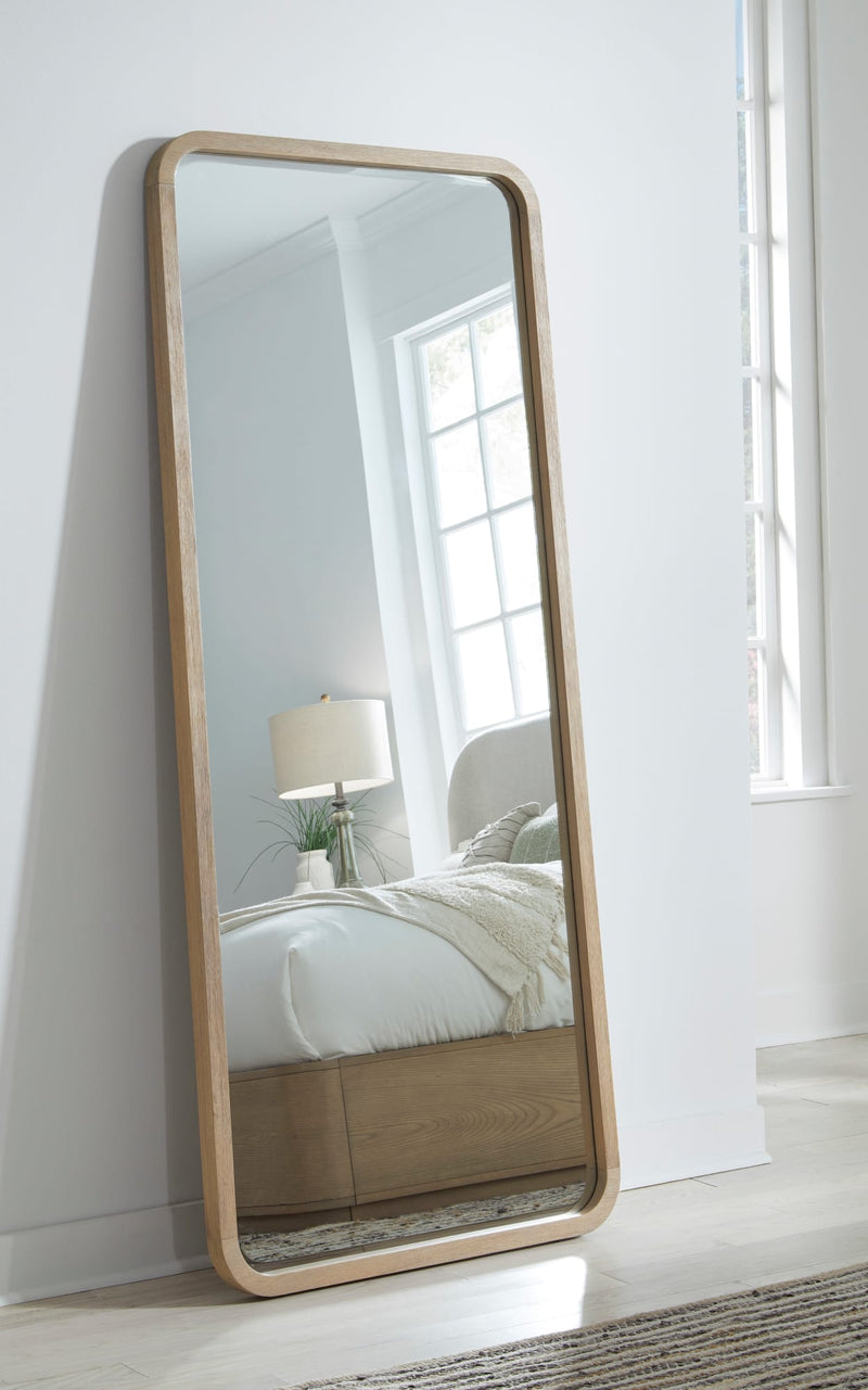 Penny Beveled Glass Floor Mirror in Buff Cream