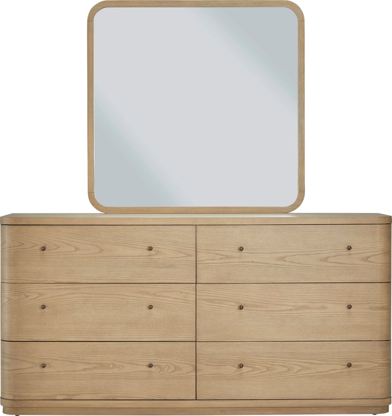 Penny Beveled Glass Wall or Dresser Mirror in Buff Cream