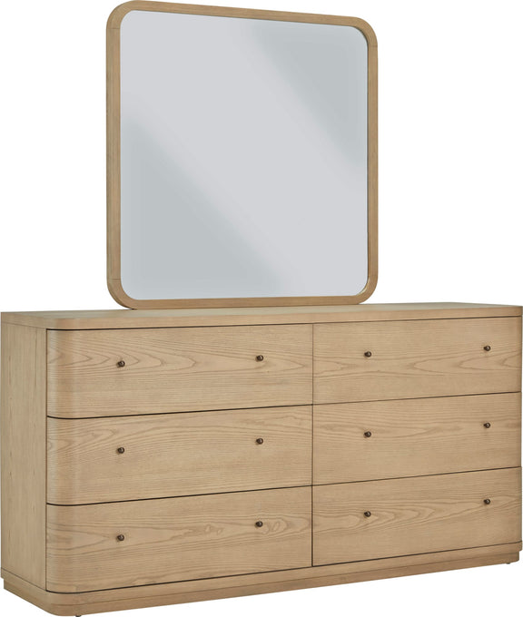 Penny Beveled Glass Wall or Dresser Mirror in Buff Cream