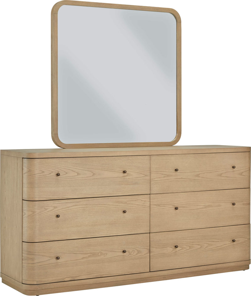 Penny Beveled Glass Wall or Dresser Mirror in Buff Cream