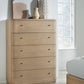 Penny Five Drawer White Ash Chest in Buff Cream