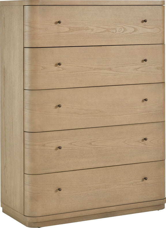 Penny Five Drawer White Ash Chest in Buff Cream