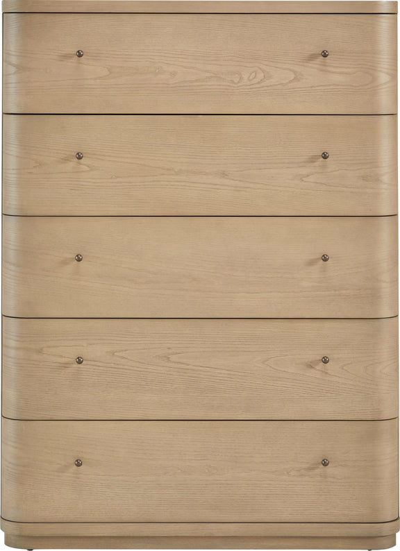 Penny Five Drawer White Ash Chest in Buff Cream