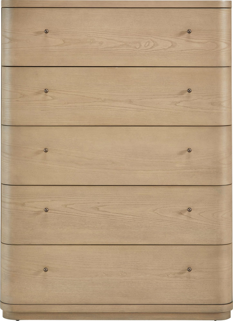 Penny Five Drawer White Ash Chest in Buff Cream