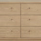 Penny Six Drawer White Ash Dresser in Buff Cream