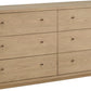 Penny Six Drawer White Ash Dresser in Buff Cream
