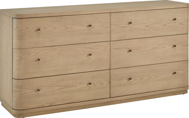 Penny Six Drawer White Ash Dresser in Buff Cream