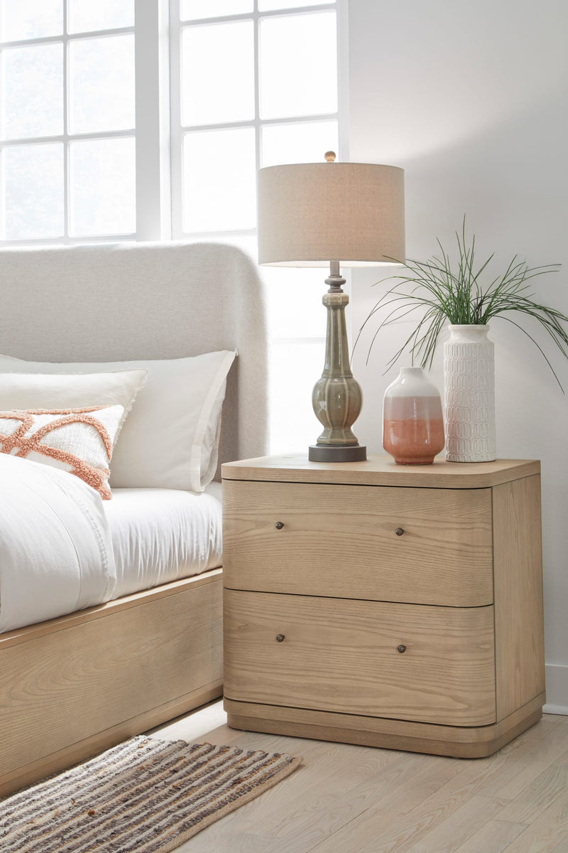 Penny Two Drawer White Ash Nightstand in Buff Cream
