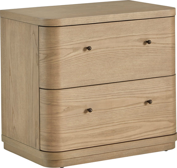 Penny Two Drawer White Ash Nightstand in Buff Cream