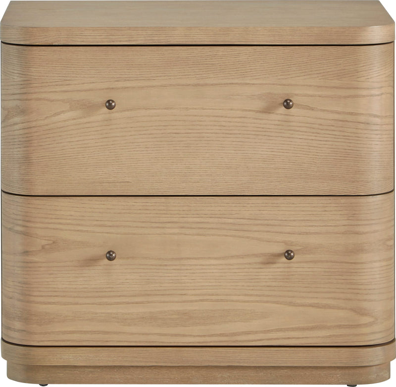 Penny Two Drawer White Ash Nightstand in Buff Cream