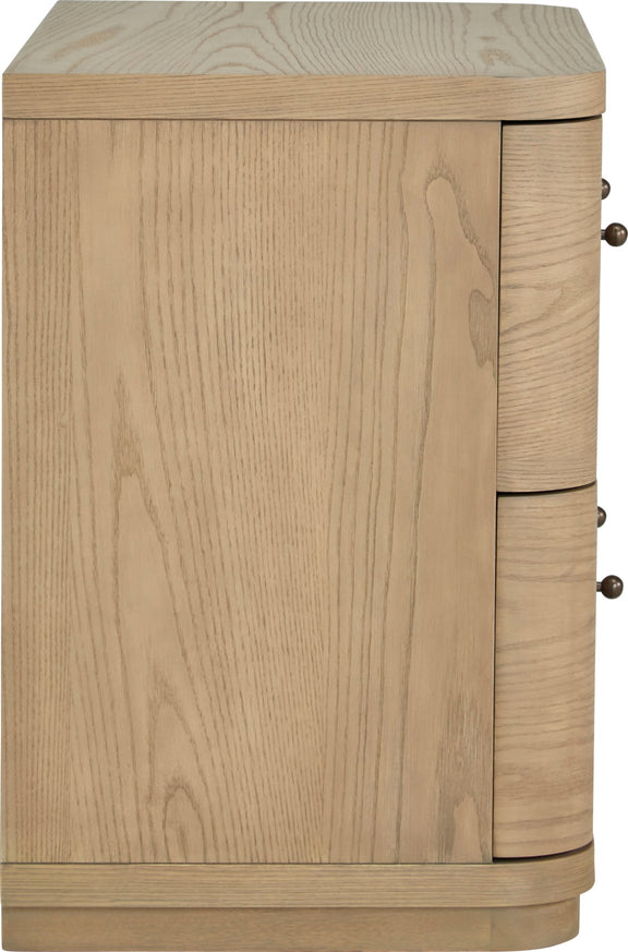 Penny Two Drawer White Ash Nightstand in Buff Cream