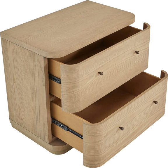 Penny Two Drawer White Ash Nightstand in Buff Cream