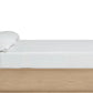 Penny Full-size Linen Upholstered Platform Bed in Buff Cream Oak