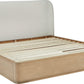 Penny Full-size Linen Upholstered Platform Bed in Buff Cream Oak