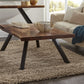 Reese Live Edge Solid Wood Metal Leg Coffee Table in Natural Acacia
