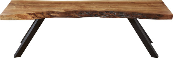 Reese Live Edge Solid Wood Metal Leg Dining Bench in Natural Acacia